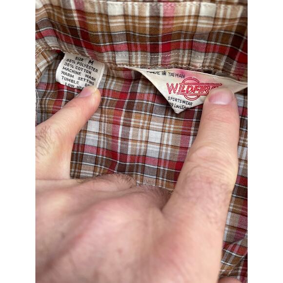 VTG 70’s Wildfire Sportswear Levi’s Brown, Beige, Tan and Red Tartan Plaid - Picture 2 of 8